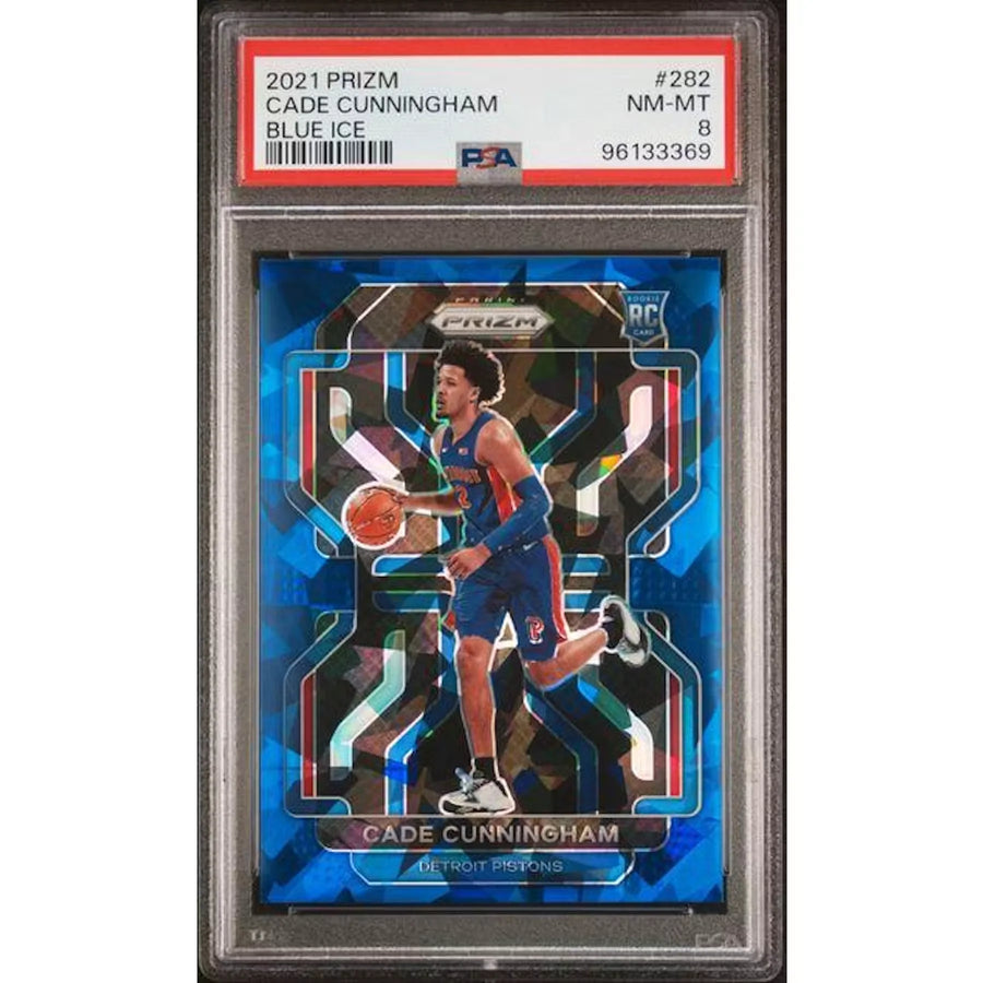 Cade Cunningham 2021 Panini Prizm Blue Ice Rookie Card #282 | PSA 8