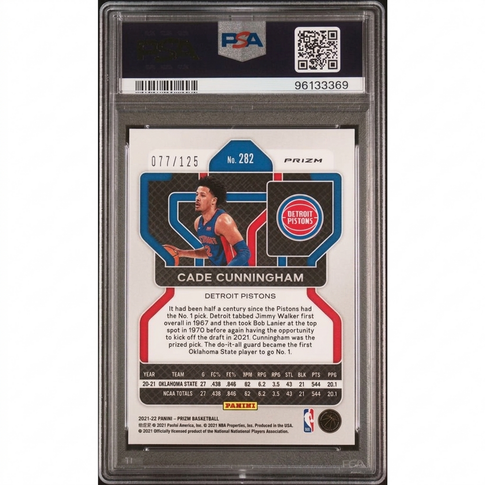 Cade Cunningham 2021 Panini Prizm Blue Ice Rookie Card #282 | PSA 8