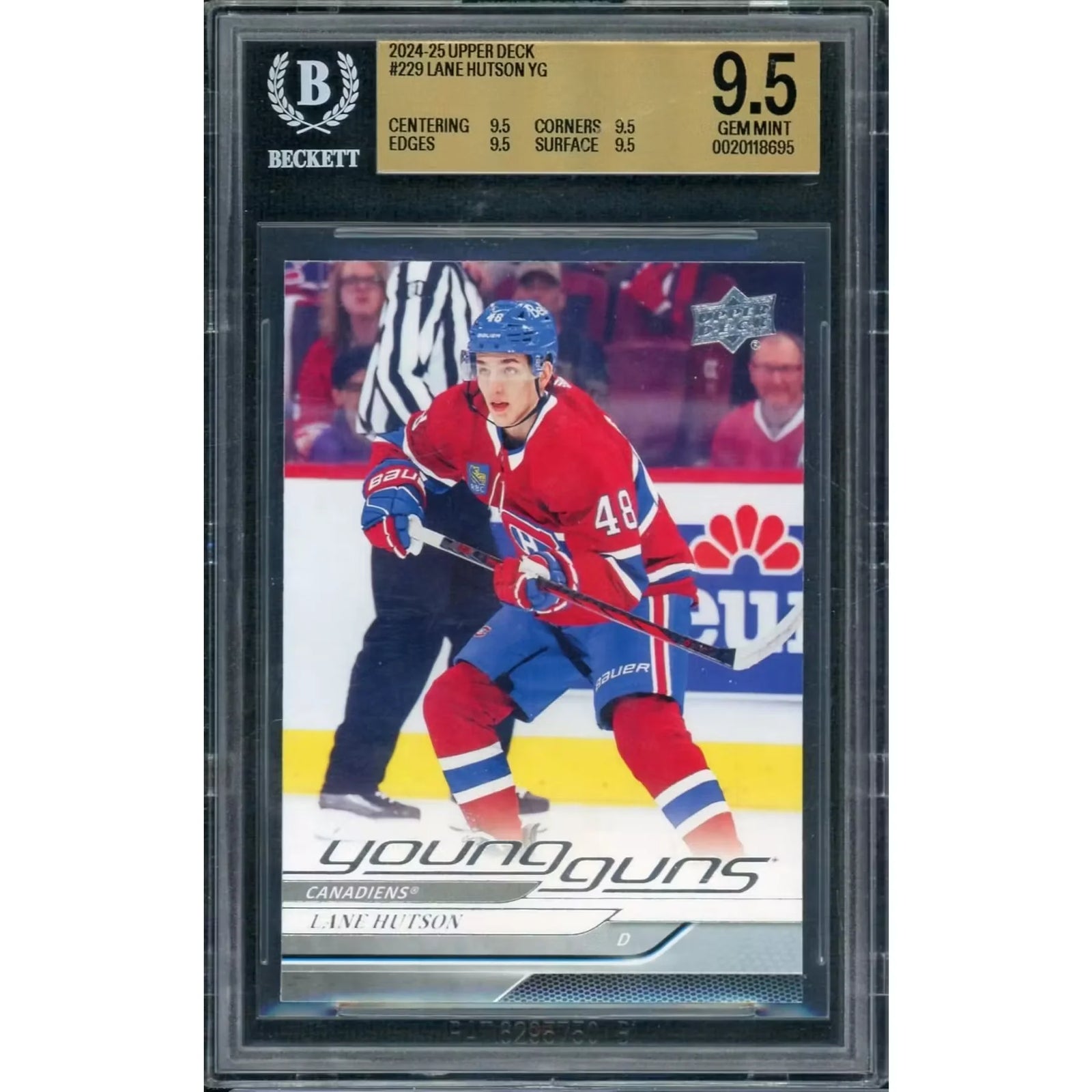 Lane Hutson 2024-25 Upper Deck Young Guns #229 | BGS 9.5