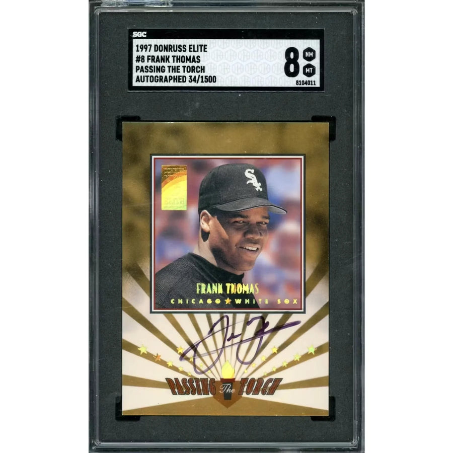 Frank Thomas Signed 1997 Donruss Elite Passing The Torch Card | SGC 8