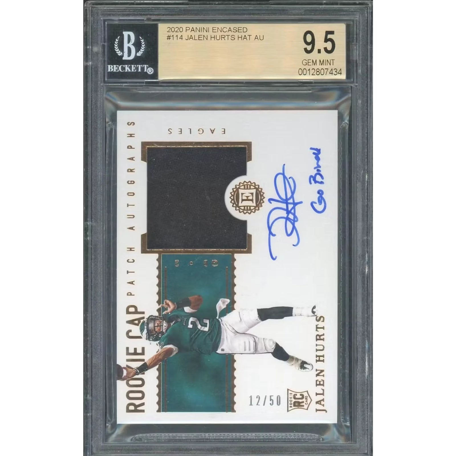Jalen Hurts Signed 2020 Panini Encased Rookie Card | BGS 9.5