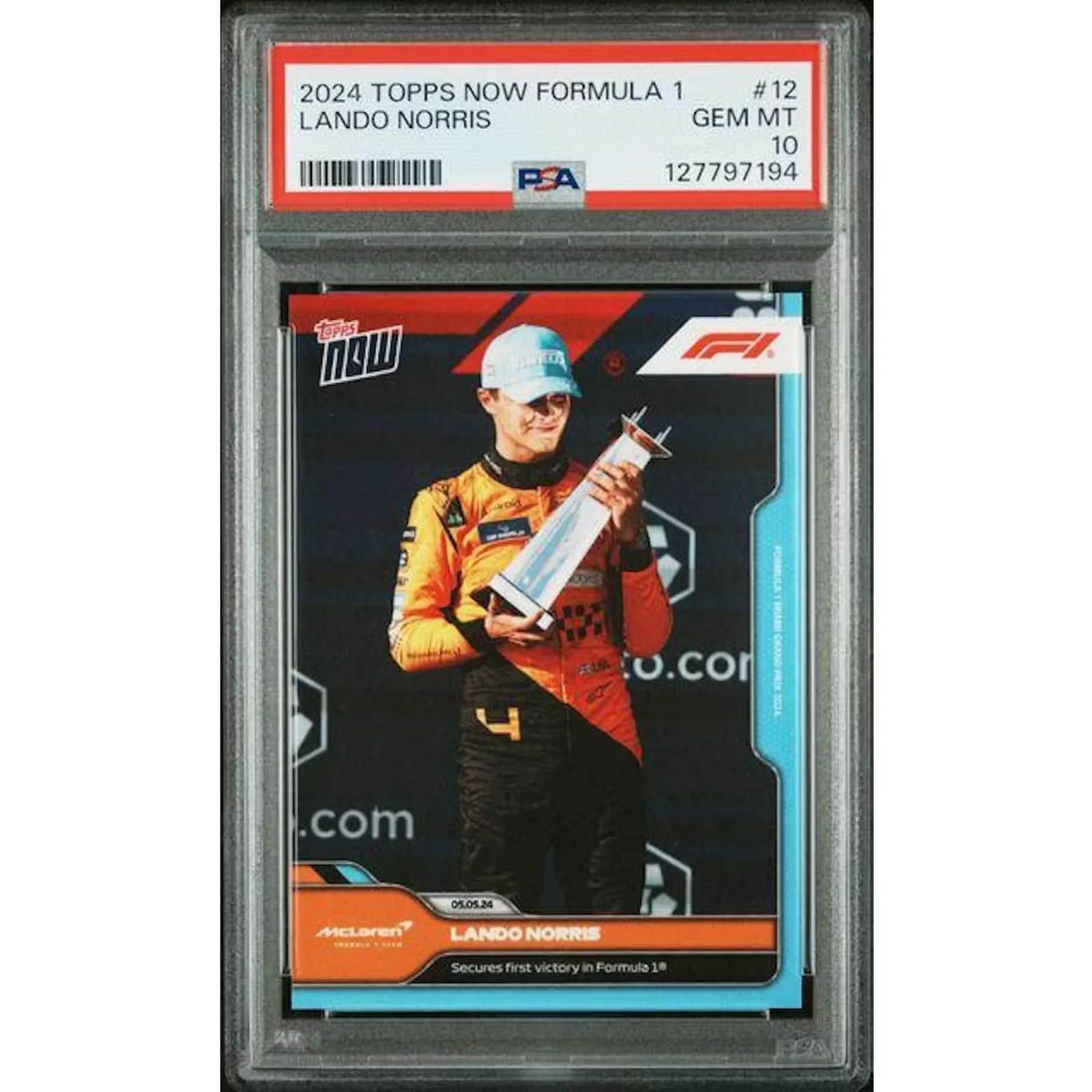 Lando Norris 2024 Topps Now F1 First Victory Card #12 | PSA 10