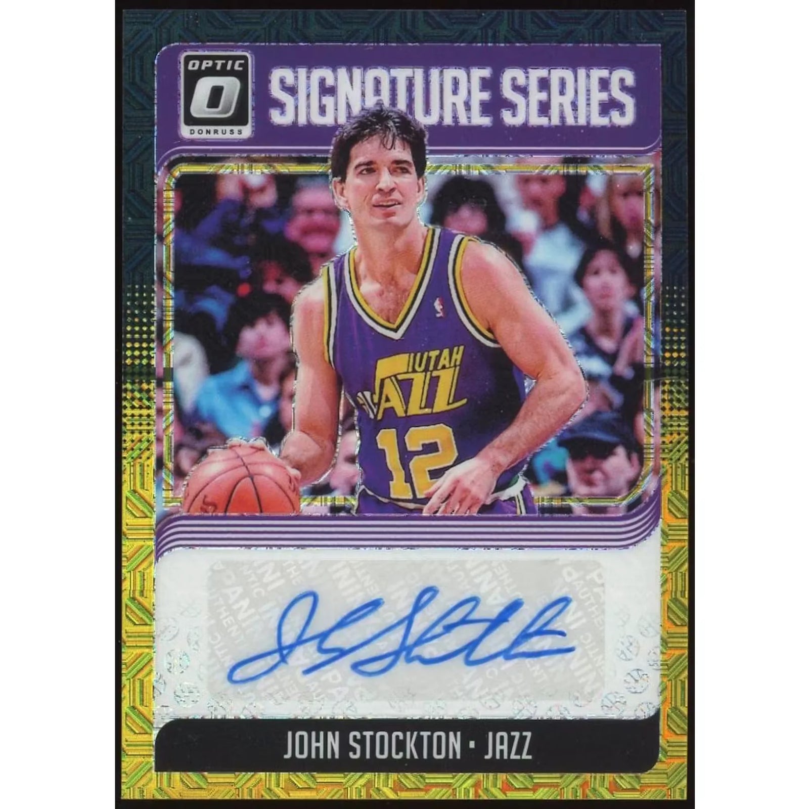 2018-19 Donruss Optic Signature Series Choice Black Gold #SGJSK John Stockton Auto #/8
