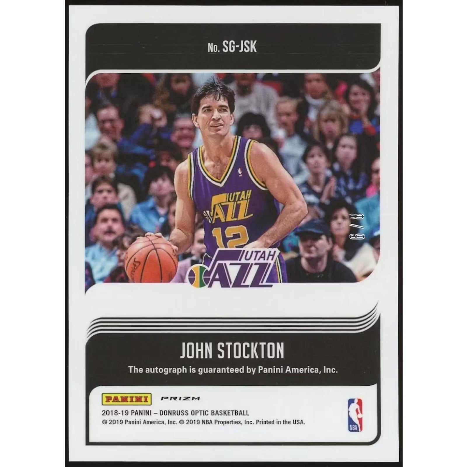 2018-19 Donruss Optic Signature Series Choice Black Gold #SGJSK John Stockton Auto #/8