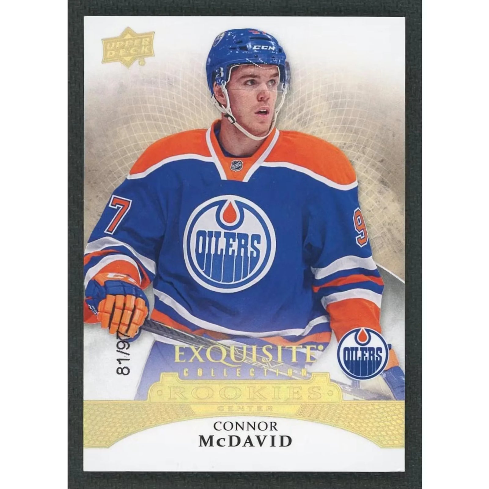 Connor McDavid 2015-16 Upper Deck Exquisite Rookie Card | Gold Spectrum/97