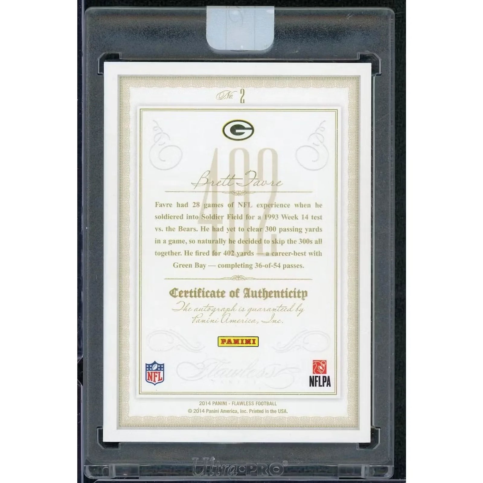 Brett Favre Signed 2014 Panini Flawless Benchmarks Card | Auto/25
