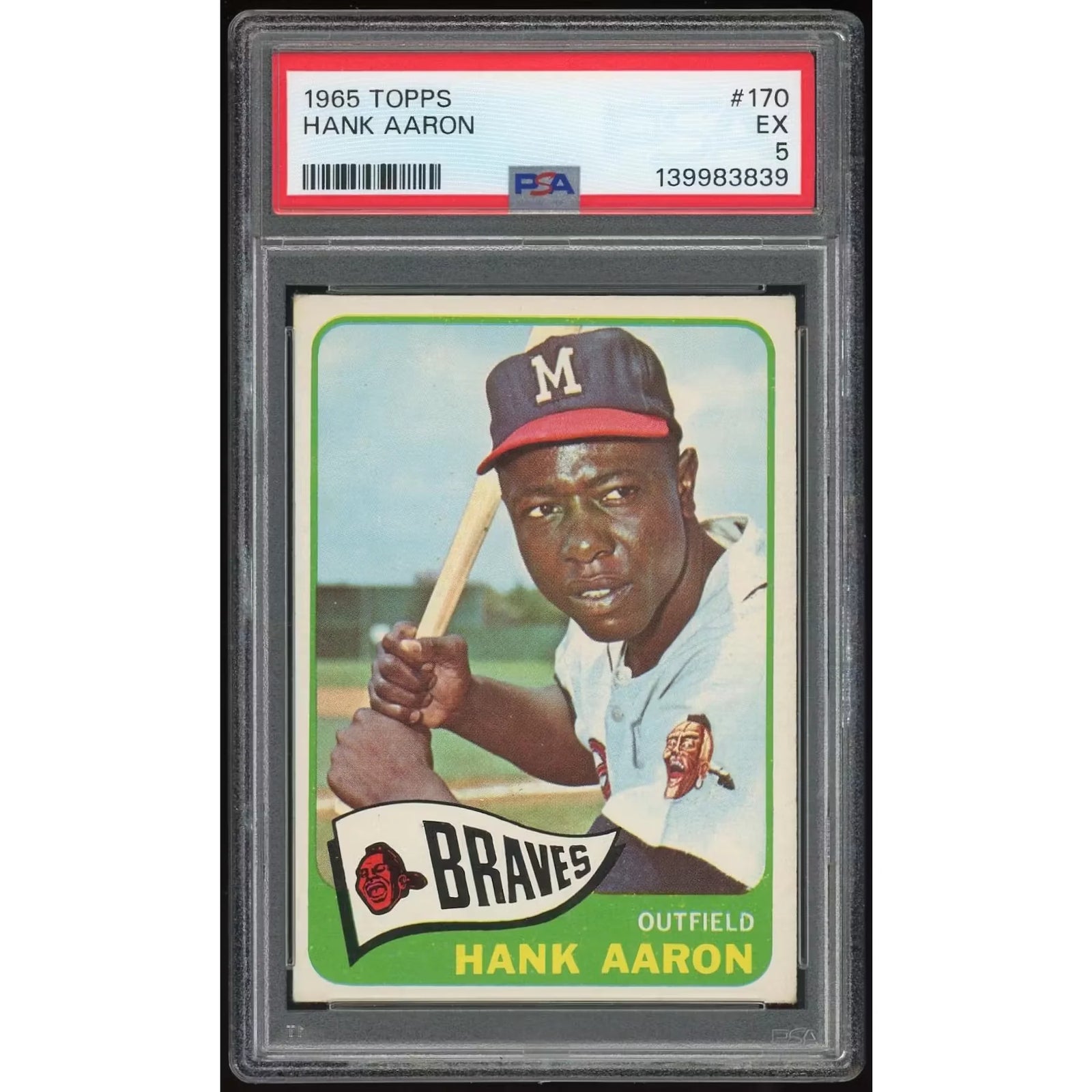 1965 Topps #170 Hank Aaron Baseball Card | PSA 5