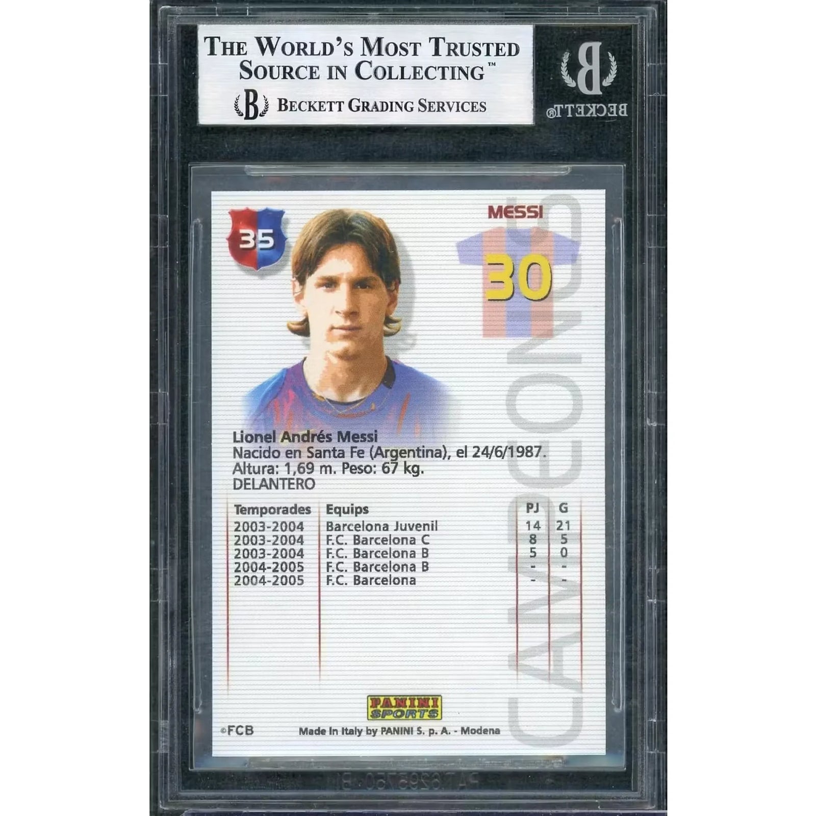 2004 Panini Barca Campeon Lionel Messi #35 BGS 9 Mega Cracks 35 Card