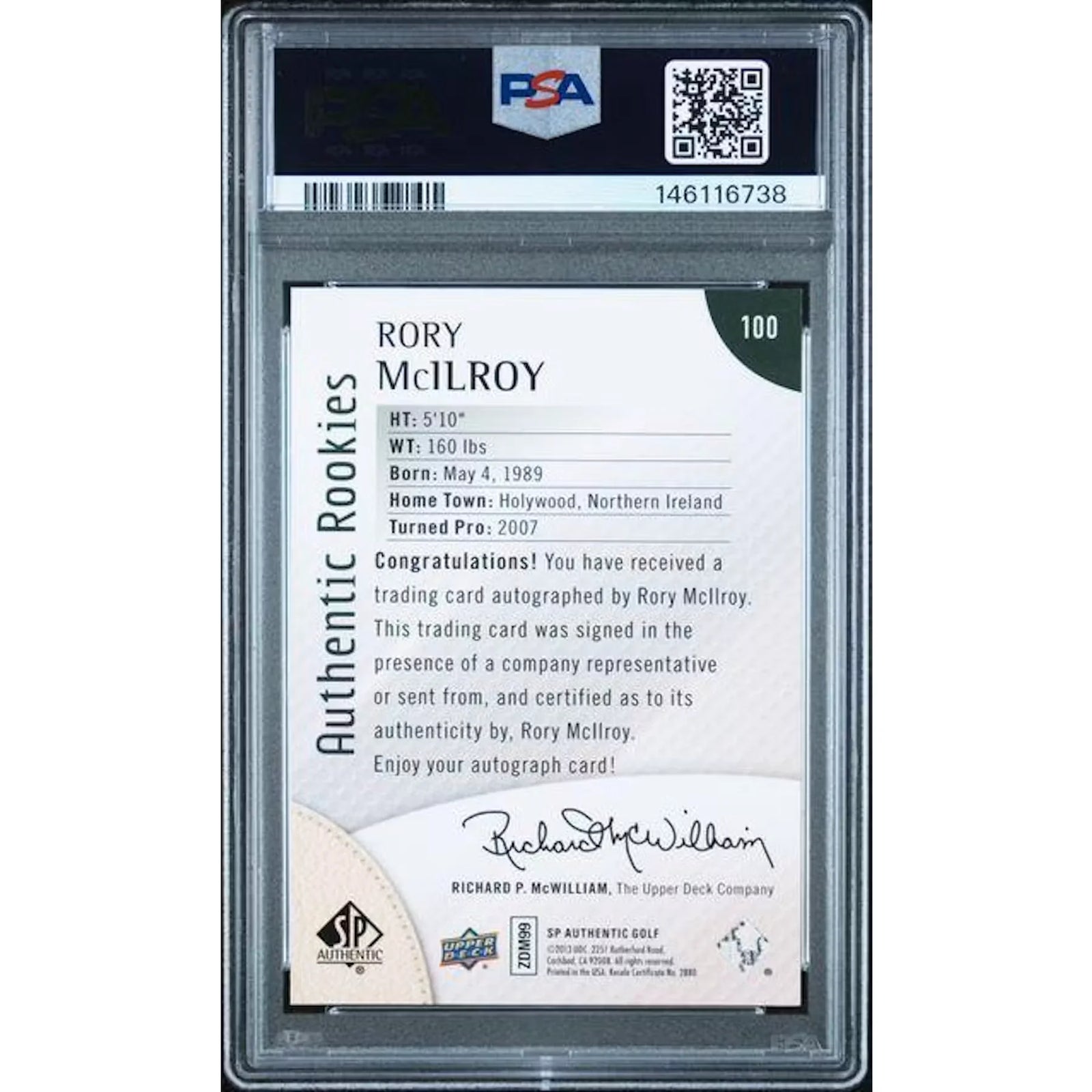 Rory McIlroy 2014 Upper Deck SP Authentic Rookie Auto Card | PSA 9