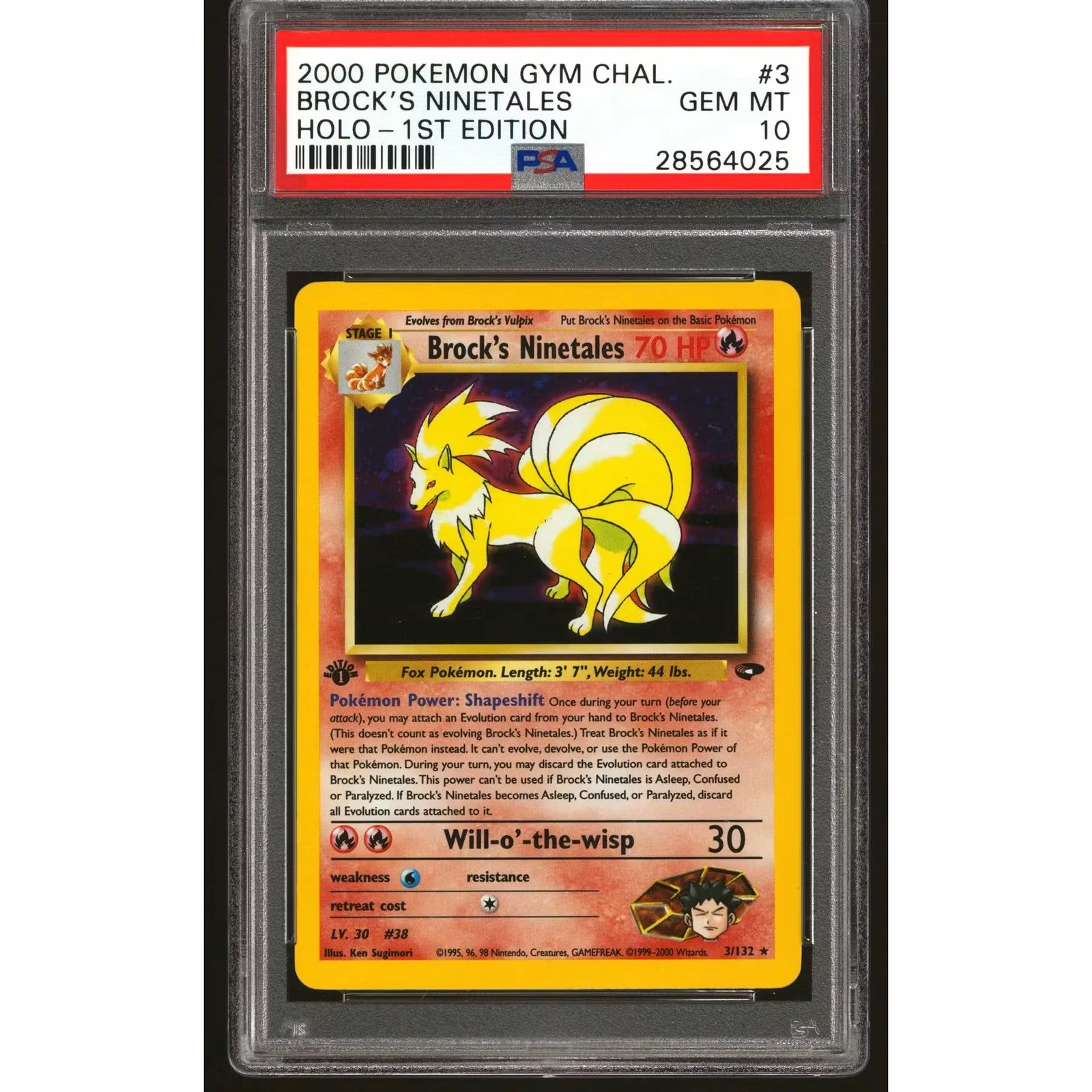 Pokemon Gym Challenge 1st Edition Brock's Ninetales 3/132 PSA 10 GEM MINT - D2