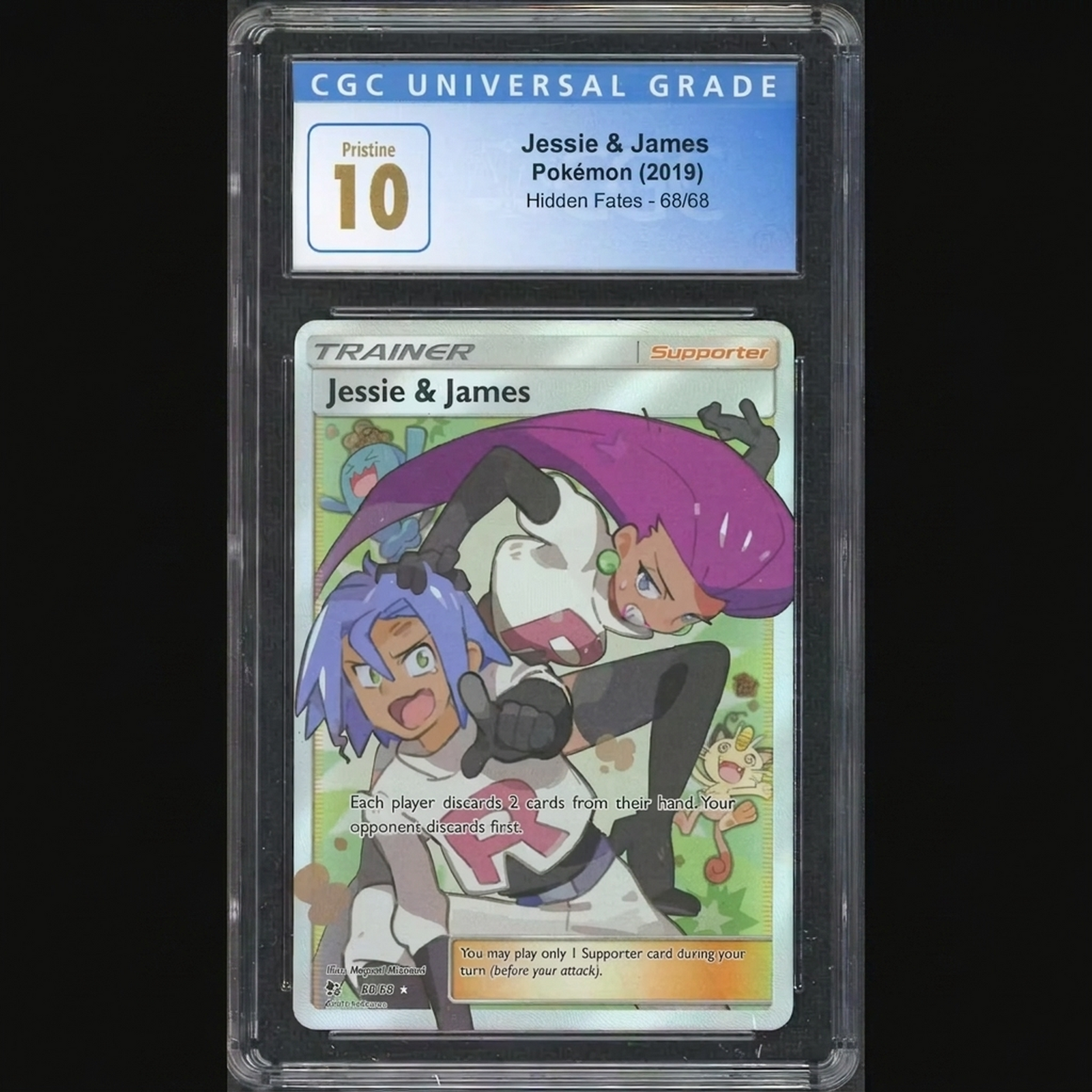 Jessie & James #68 2019 Pokemon Hidden Fates Card | CGC 10 Pristine