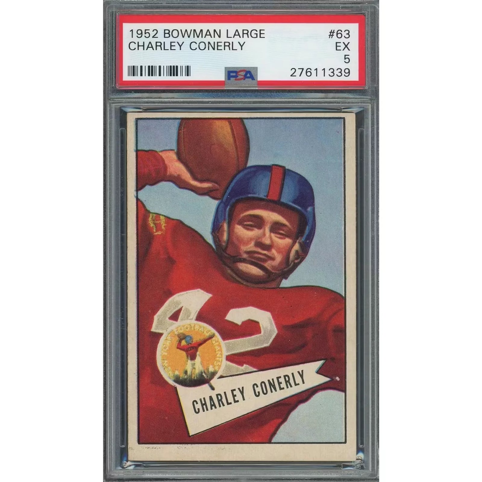 Charley Conerly 1952 Bowman Large #63 Card | PSA 5