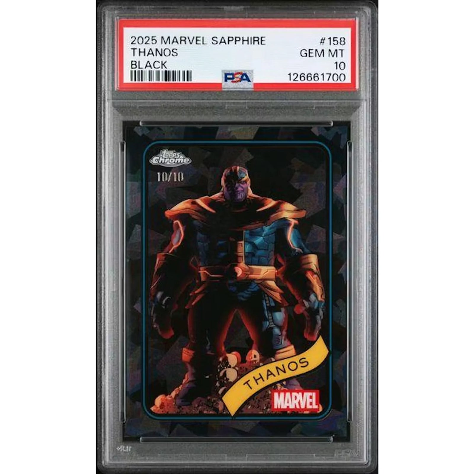 2025 Topps Chrome Sapphire Marvel Thanos Black #158 | PSA 10