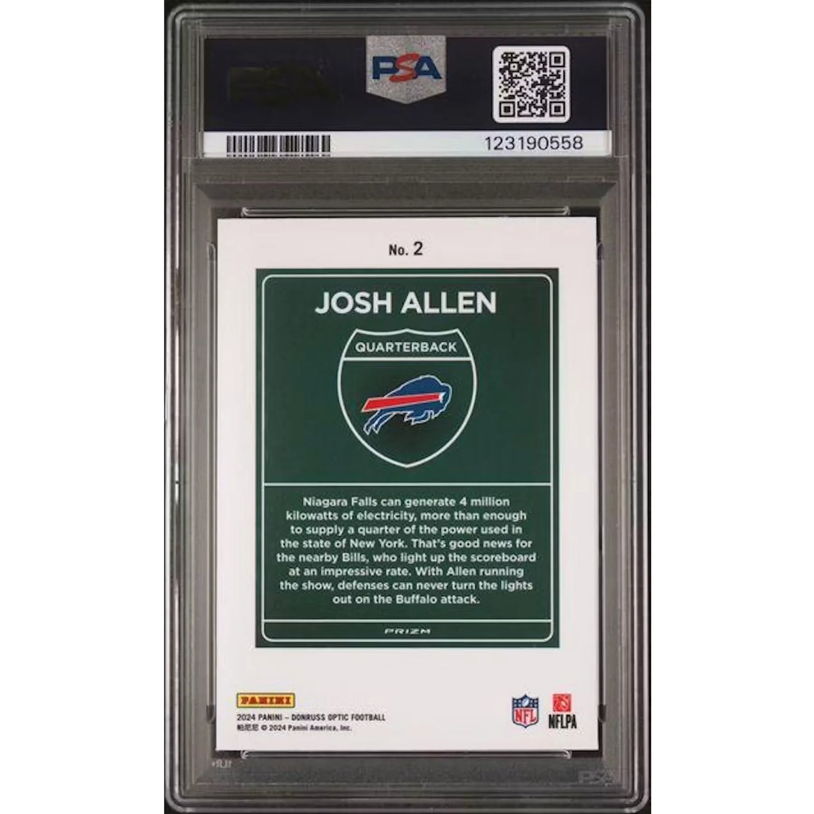 Josh Allen 2024 Panini Donruss Optic Downtown #2 | PSA 10