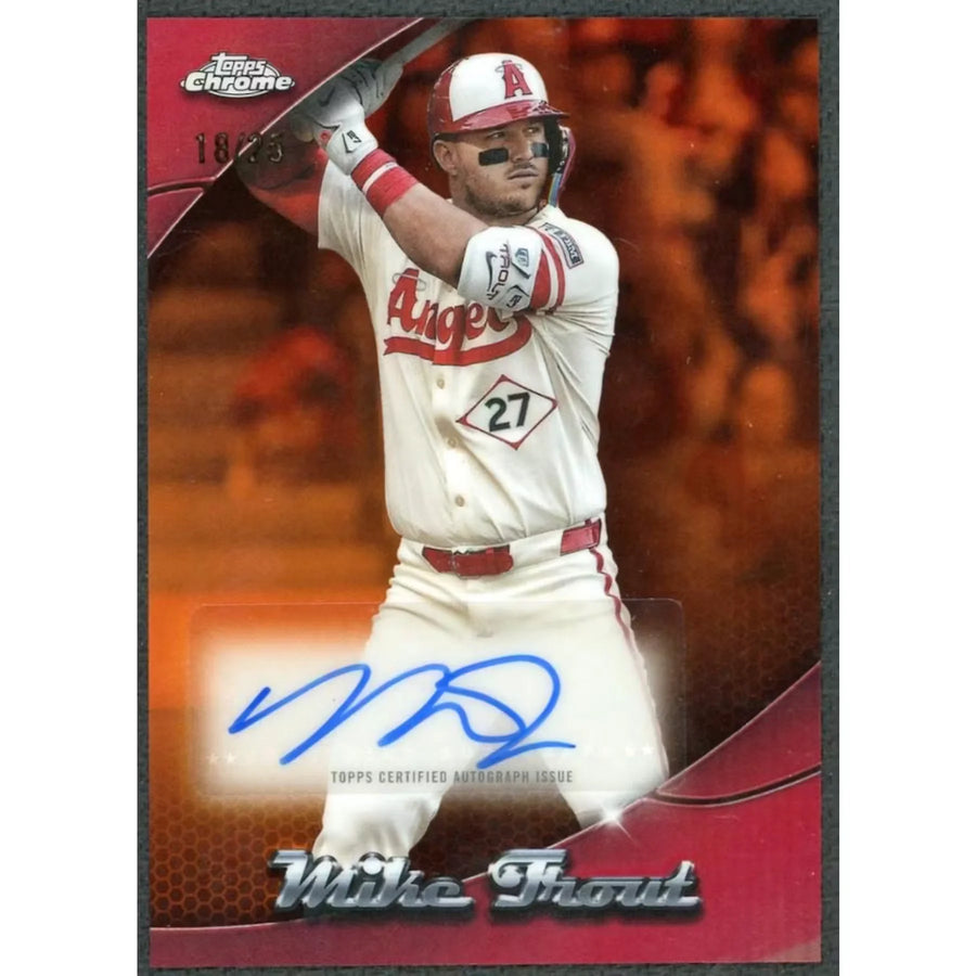 Mike Trout Signed 2025 Topps Chrome Update Chromeography Card | Orange/25