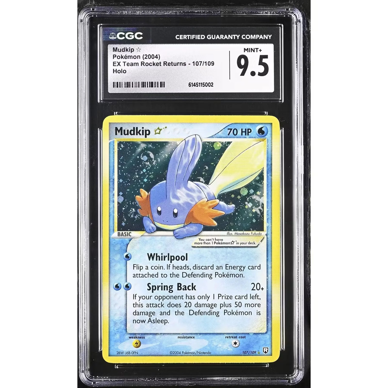 Pokemon EX Team Rocket Returns Mudkip Gold Star 107/109 | CGC 9.5
