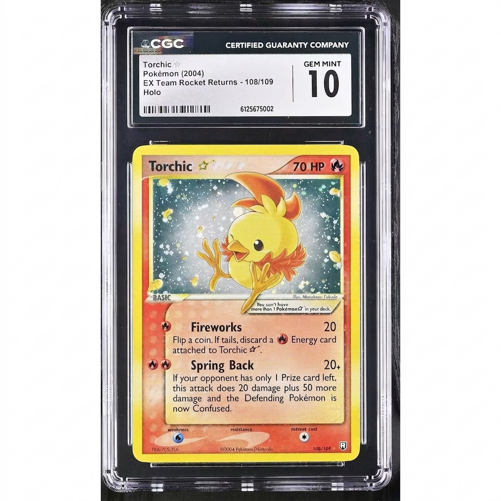 Torchic Gold Star Pokemon Card | Team Rocket Returns 108/109 CGC 10