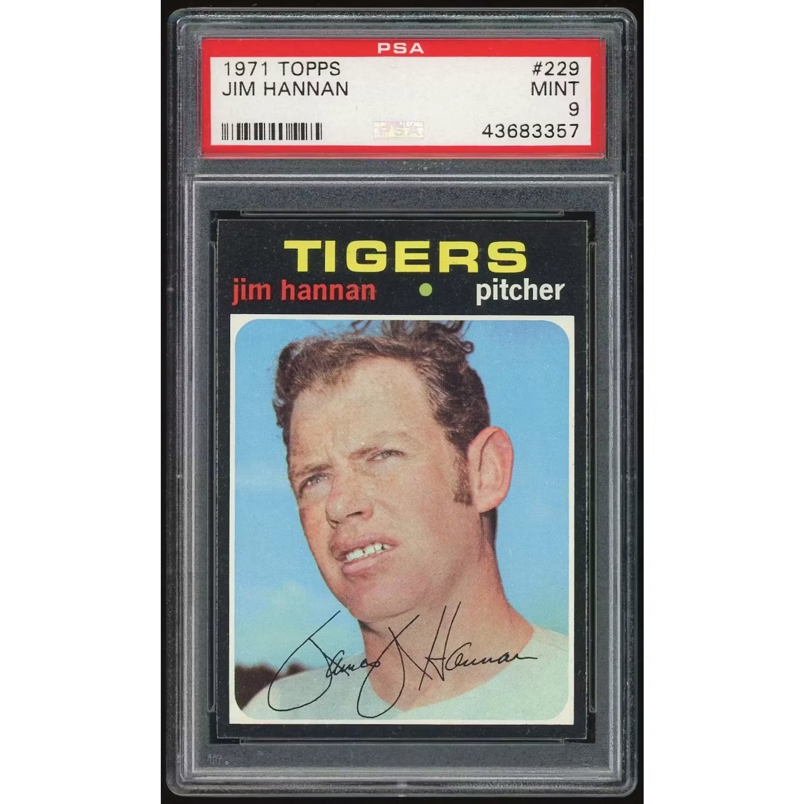 1971 Topps #229 Jim Hannan Baseball Card | PSA 9