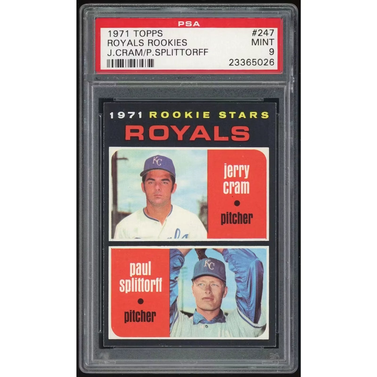 1971 Topps #247 Jerry Cram/Paul Splittorff Rookie Card | PSA 9