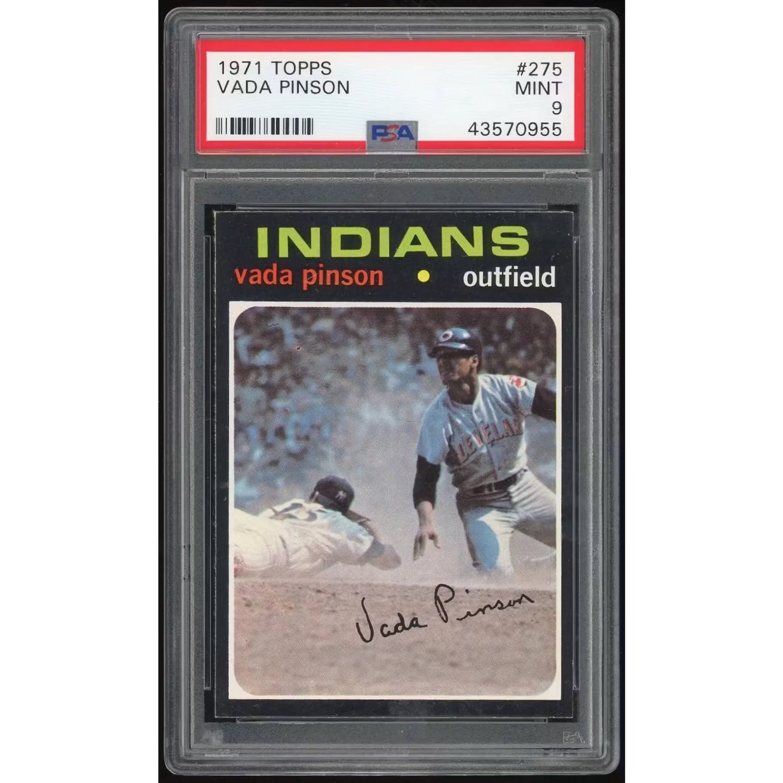 1971 Topps #275 Vada Pinson Baseball Card | PSA 9