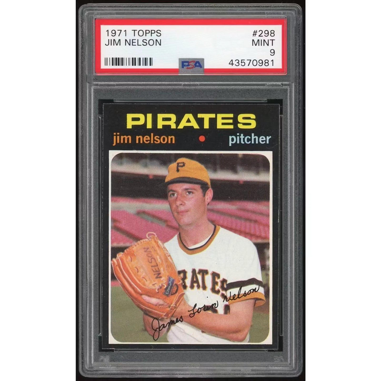 1971 Topps #298 Jim Nelson Rookie Card | PSA 9
