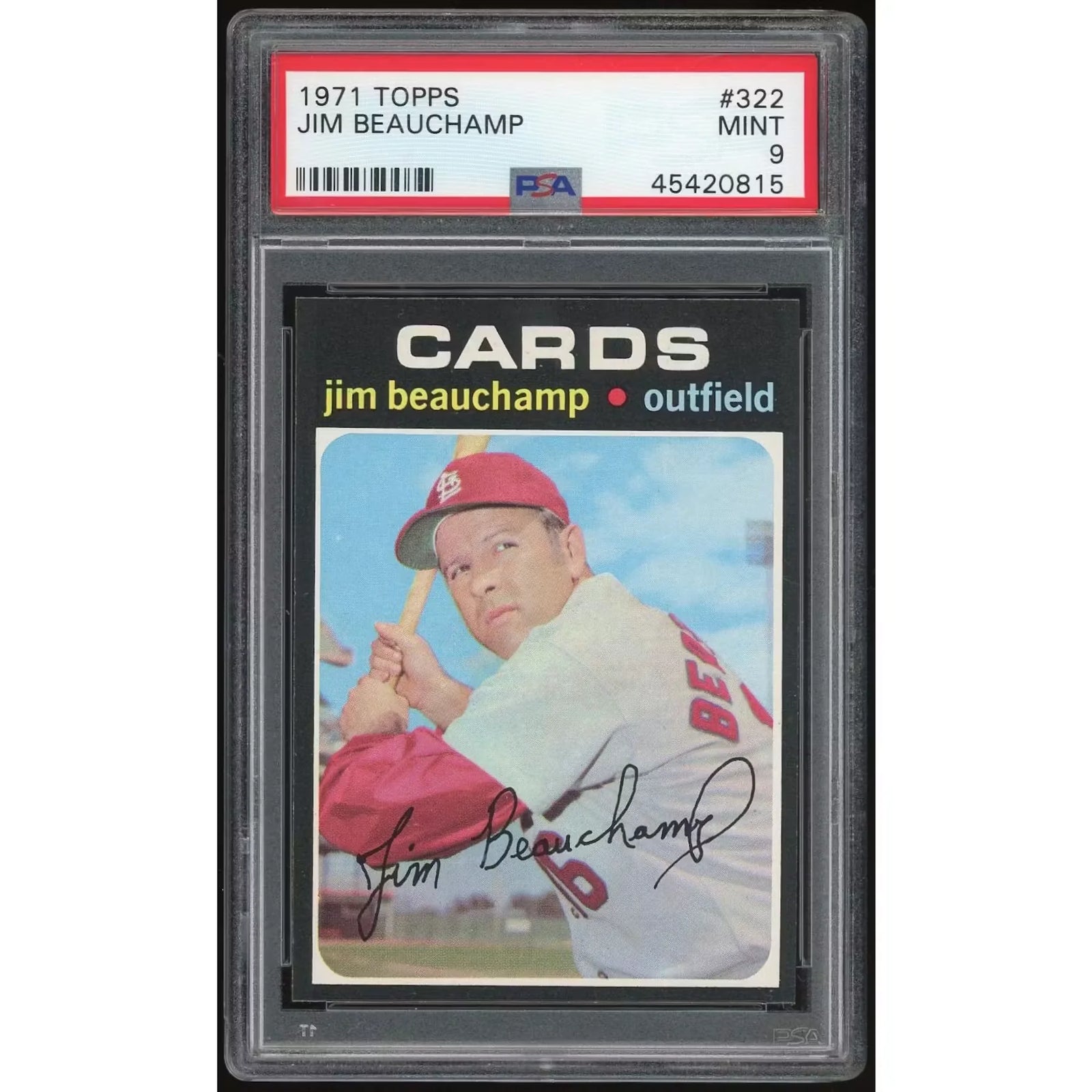 1971 Topps #322 Jim Beauchamp Baseball Card | PSA 9