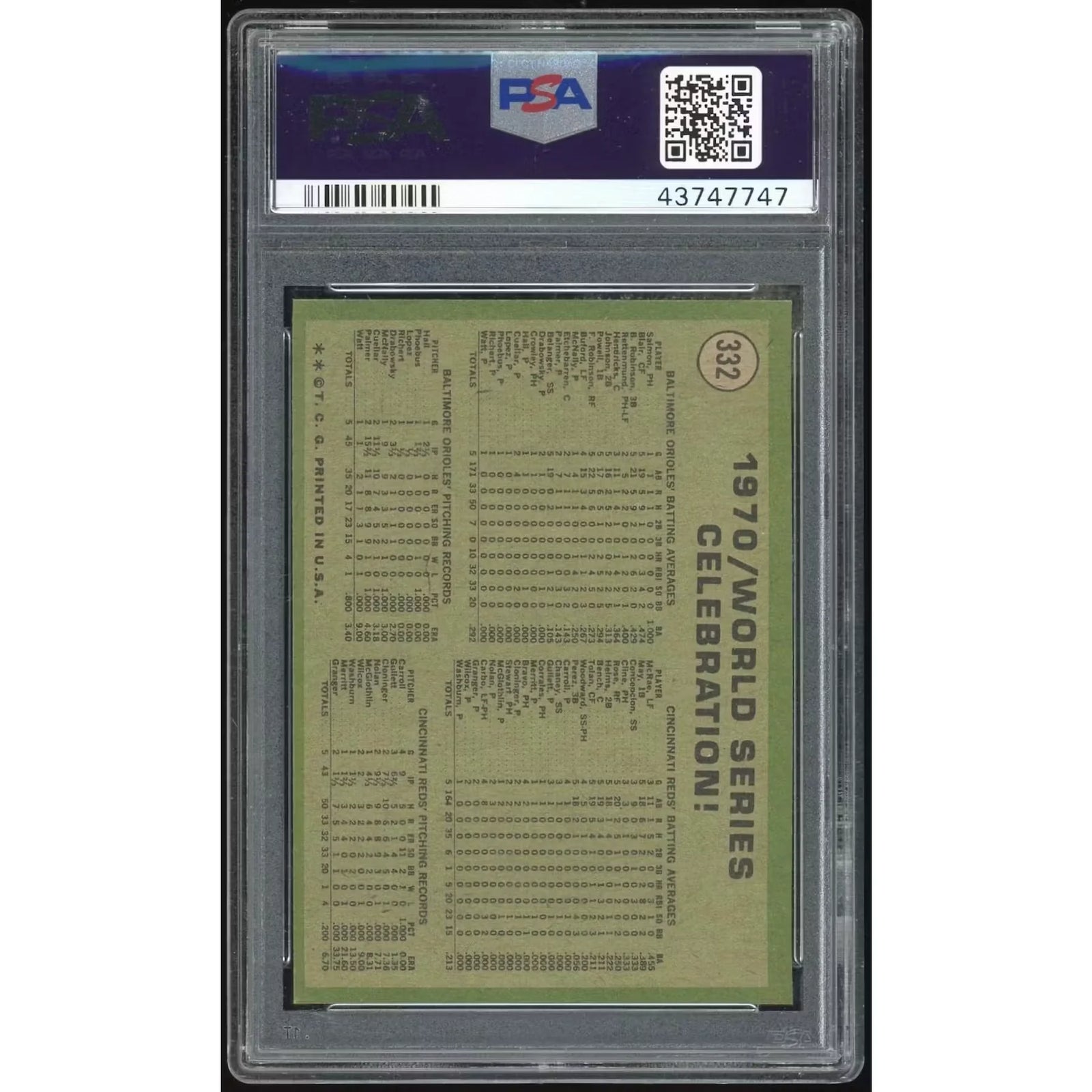 1971 Topps #332 World Series Celebration Card | PSA 9 Graded