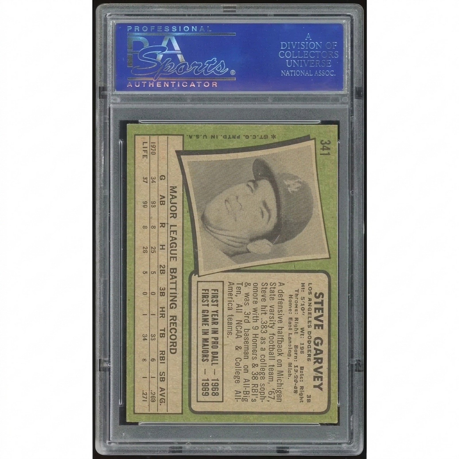 1971 Topps #341 Steve Garvey Rookie Card | PSA 8