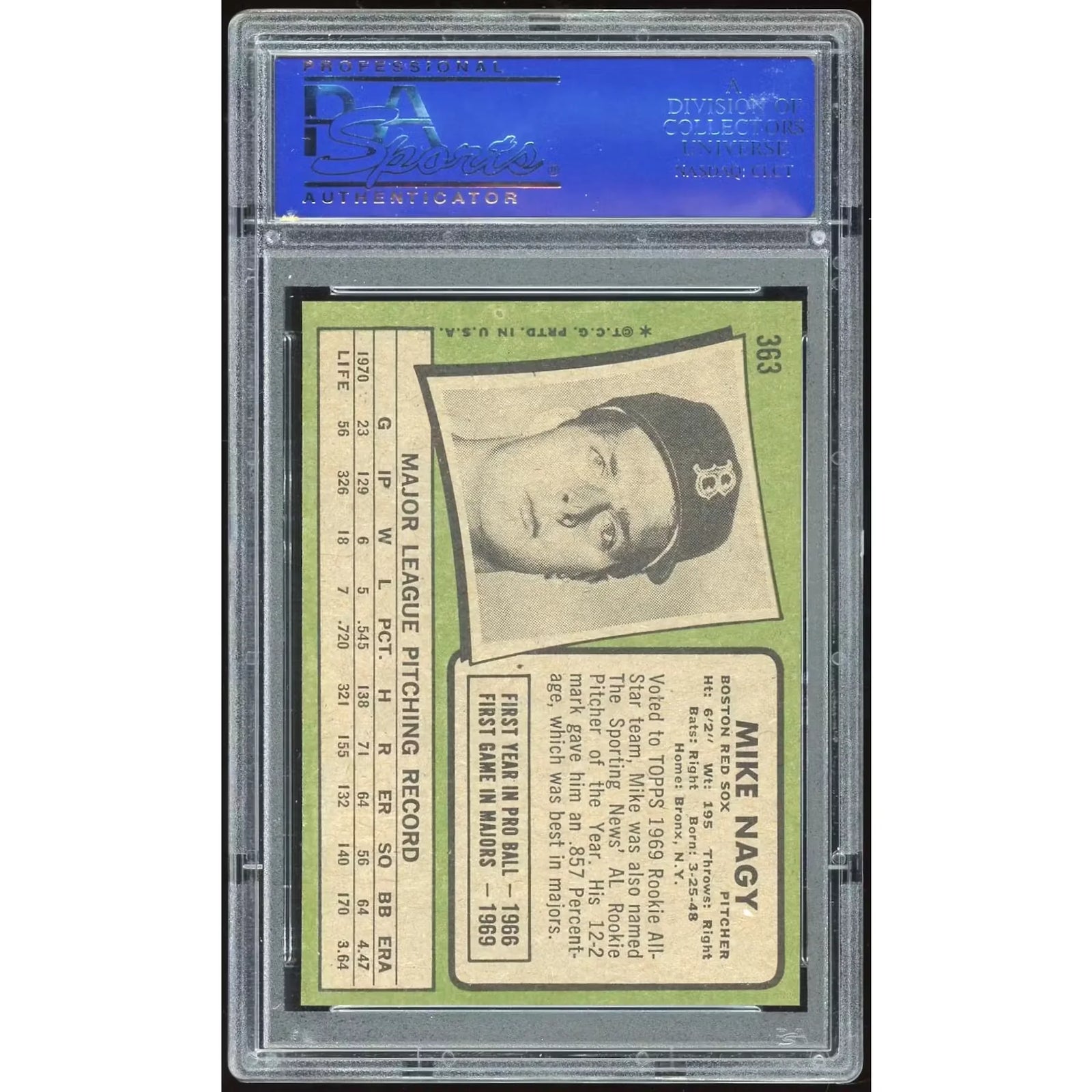 1971 Topps #363 Mike Nagy Baseball Card | PSA 9