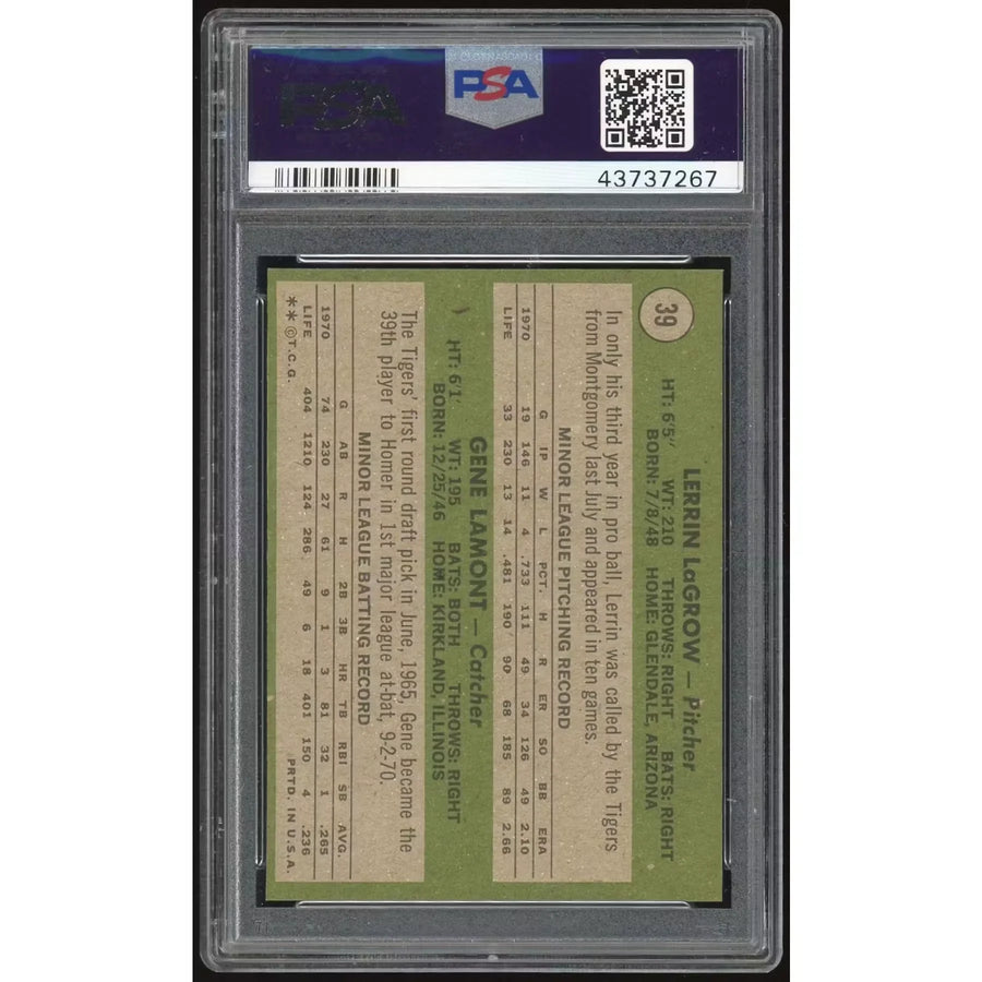 1971 Topps #39 Lerrin LaGrow/Gene Lamont Rookie Card | PSA 9