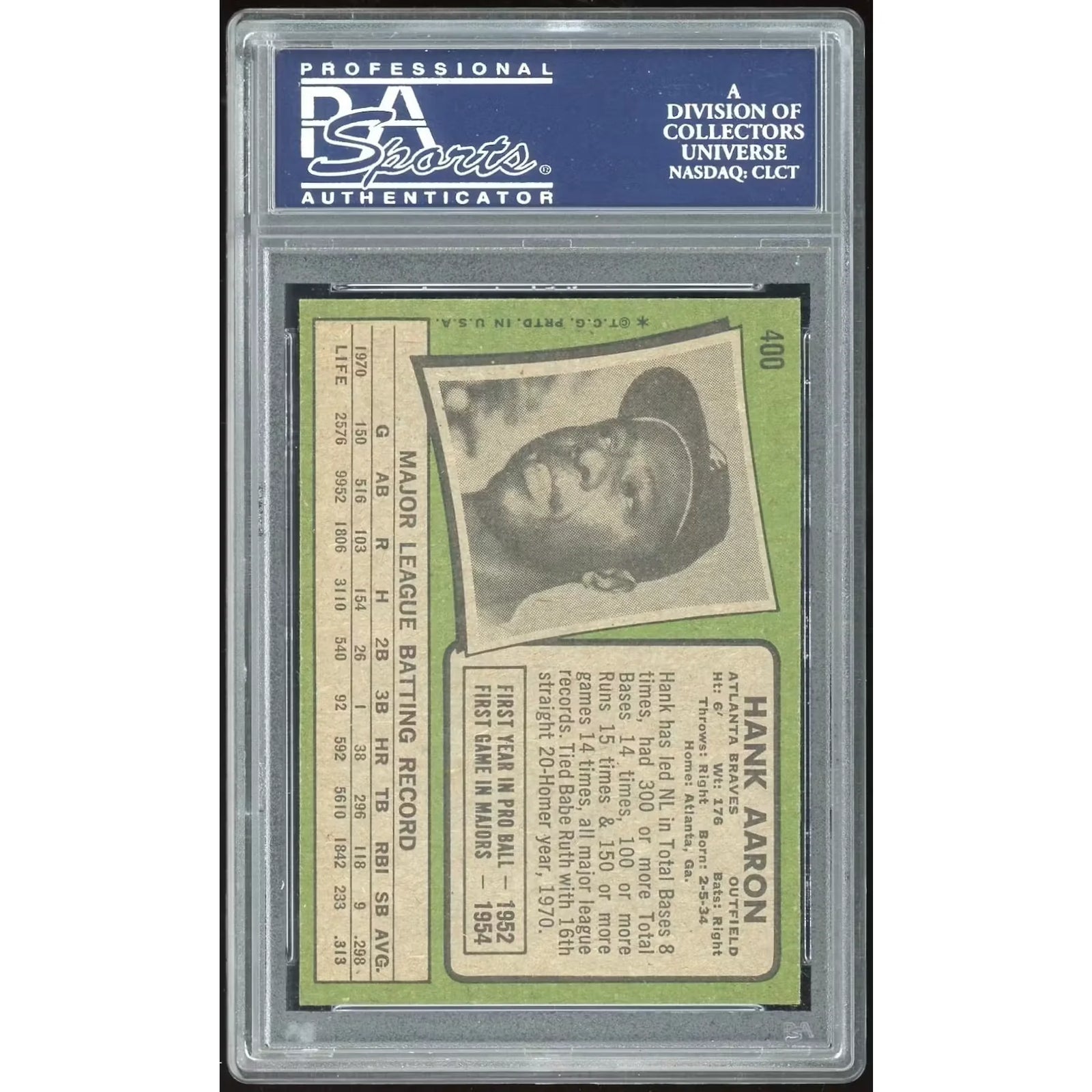 1971 Topps #400 Hank Aaron Card | PSA 8.5