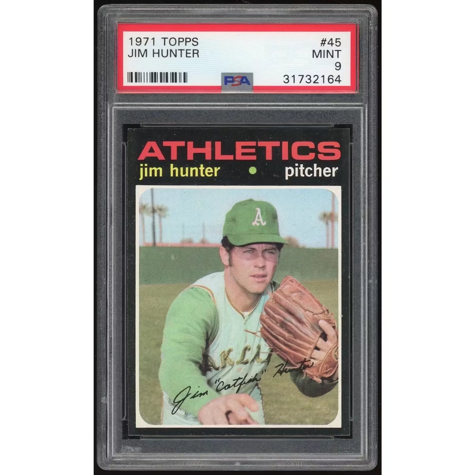 Catfish Hunter 1971 Topps #45 Baseball Card | PSA 9