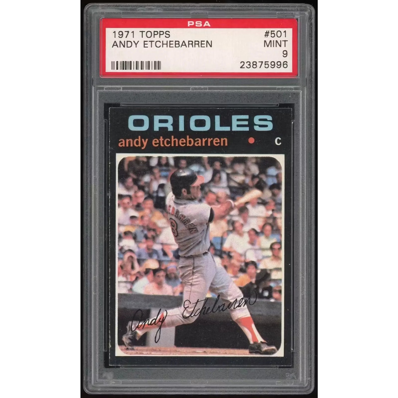 1971 Topps #501 Andy Etchebarren Baseball Card | PSA 9