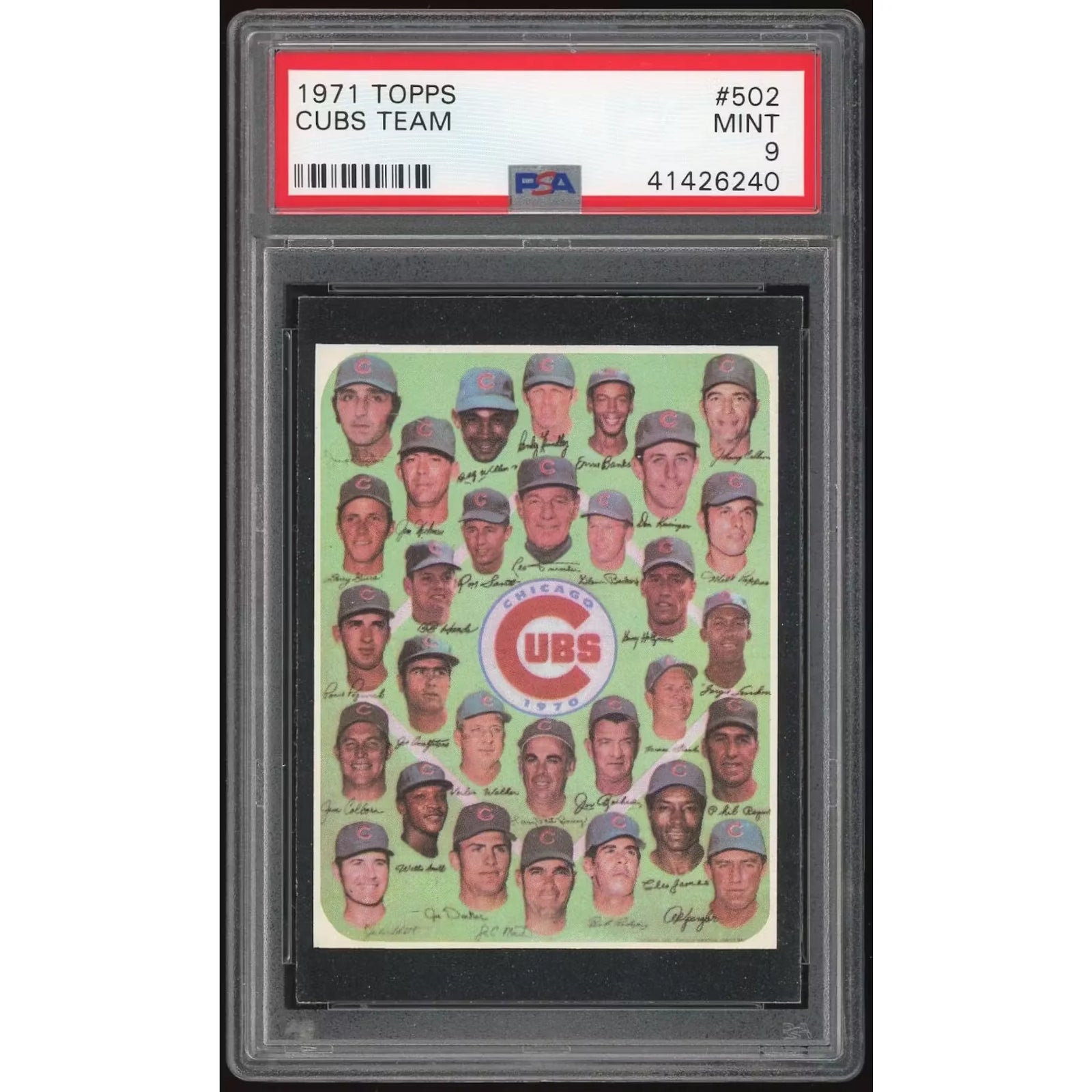 1971 Topps #502 Cubs Team Card | PSA 9