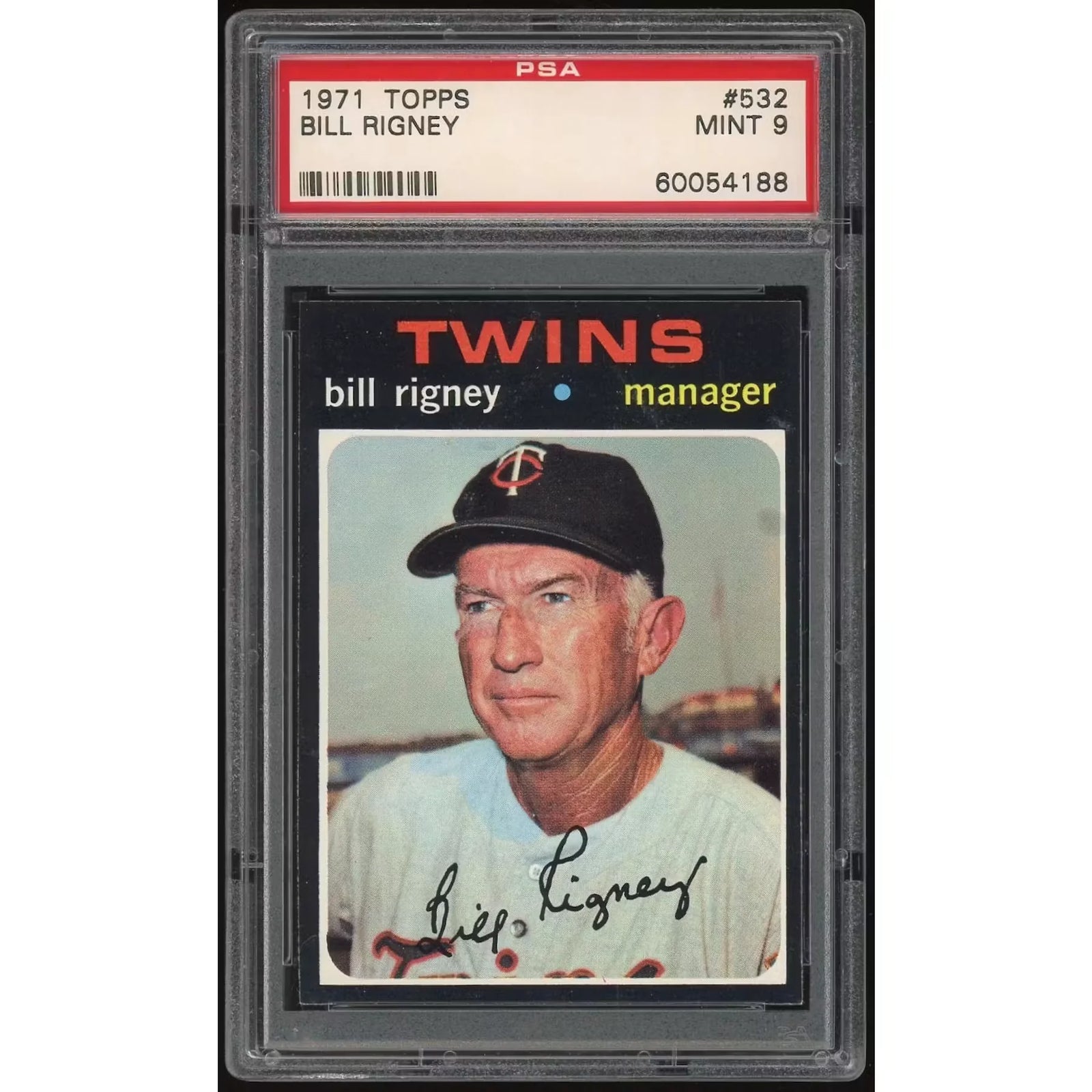 1971 Topps #532 Bill Rigney Baseball Card | PSA 9