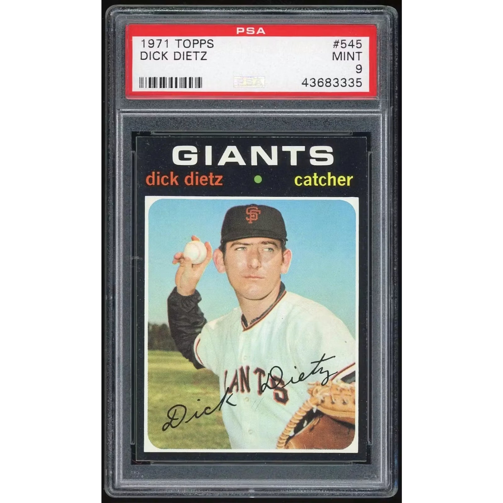Dick Dietz 1971 Topps #545 Baseball Card | PSA 9