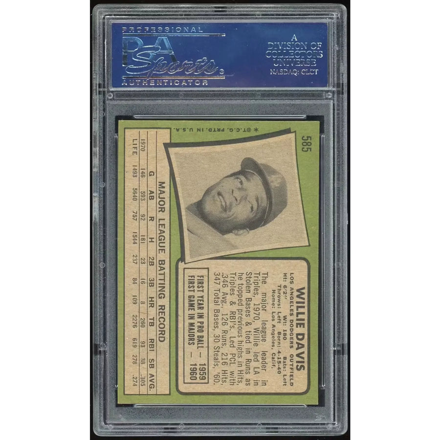 1971 Topps #585 Willie Davis Baseball Card | PSA 8