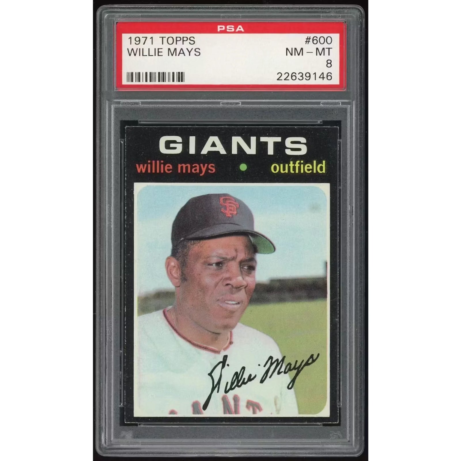 Willie Mays 1971 Topps #600 Baseball Card | PSA 8