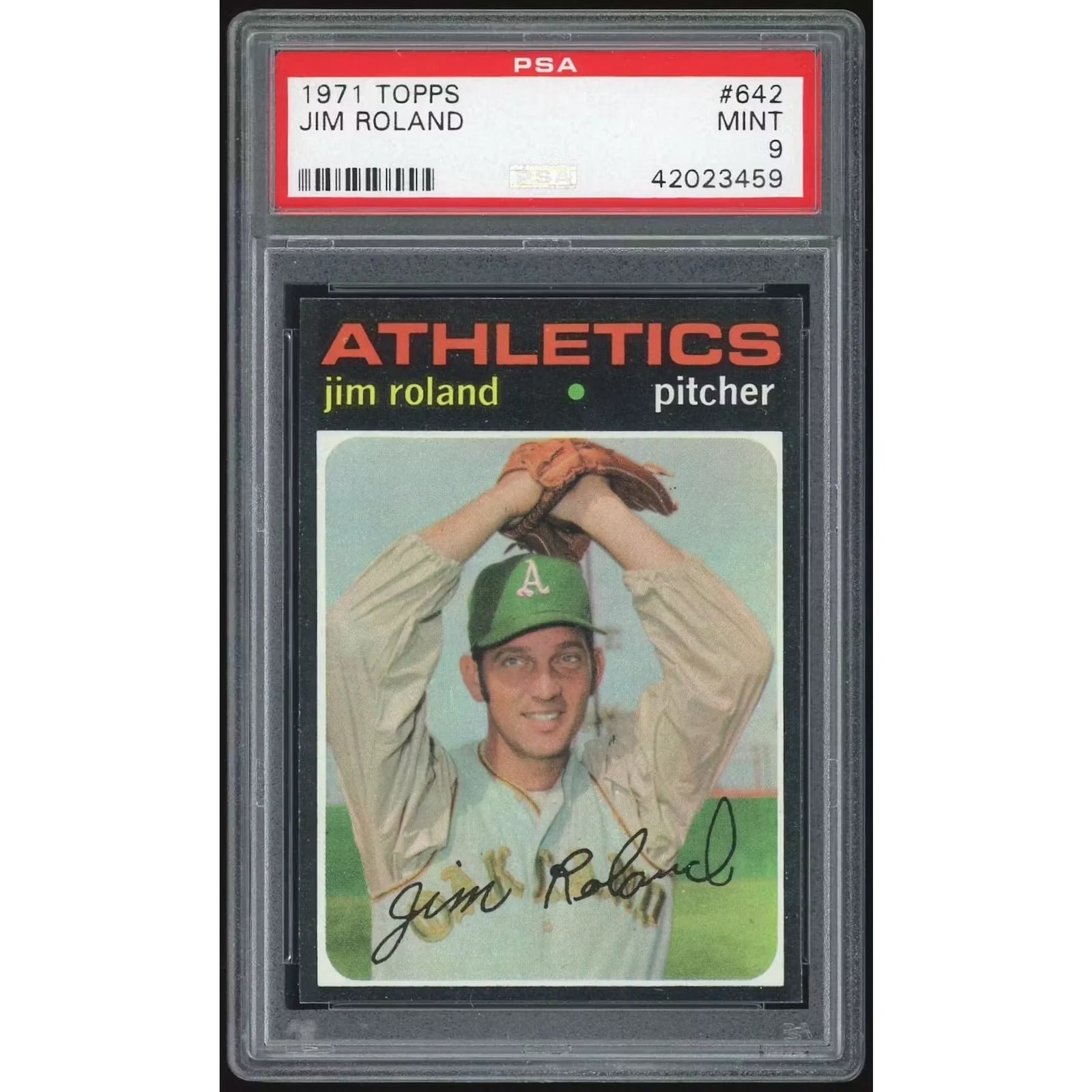 1971 Topps #642 Jim Roland Baseball Card | PSA 9