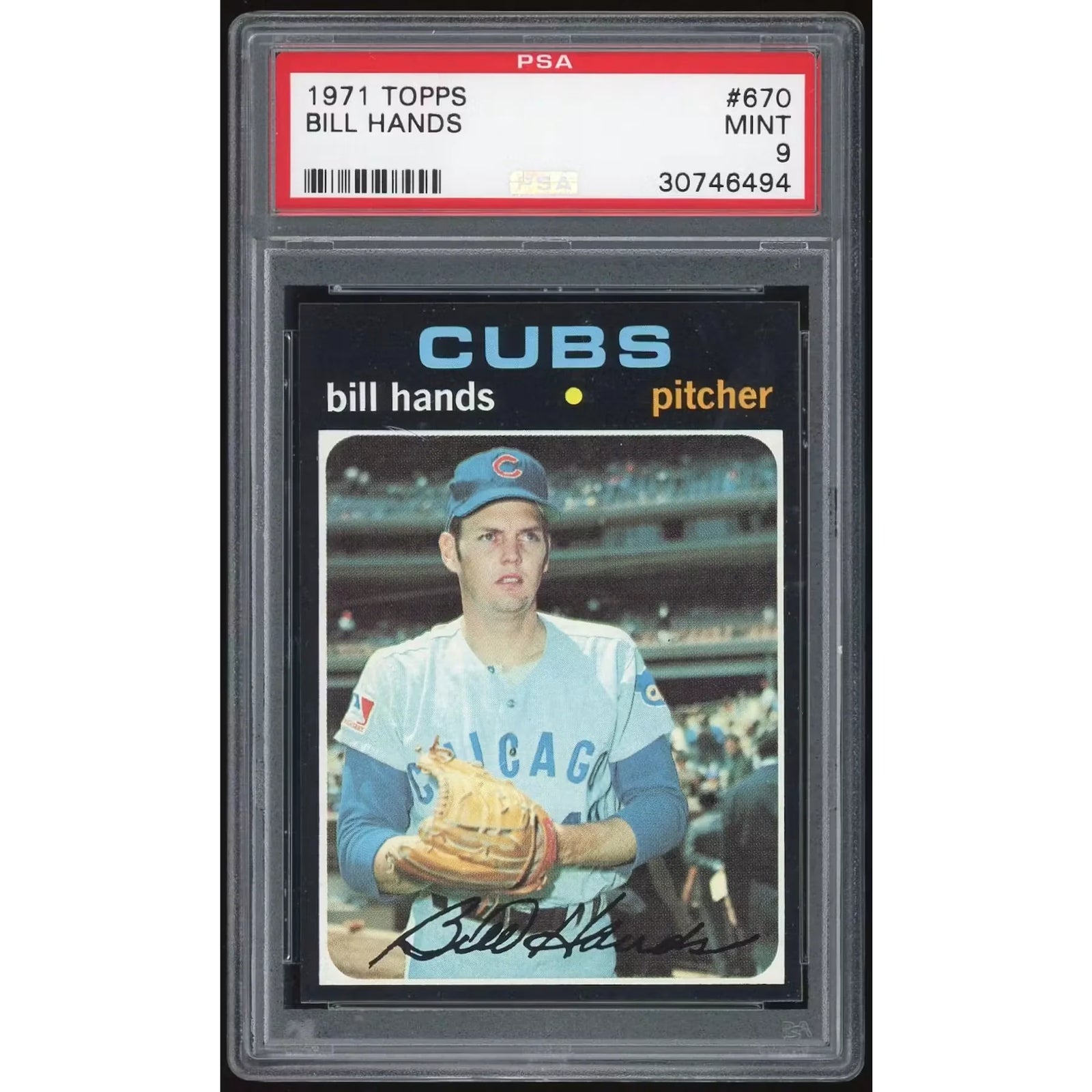 1971 Topps #670 Bill Hands Baseball Card | PSA 9