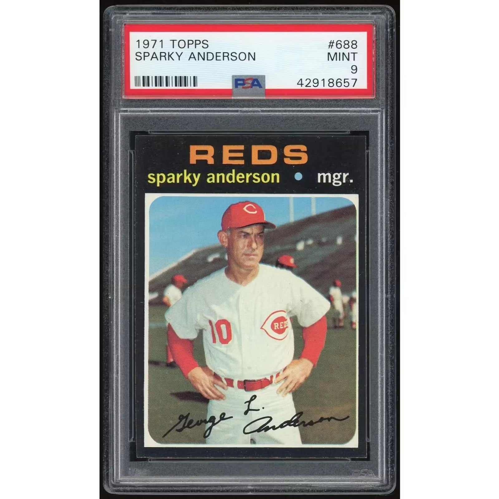 1971 Topps #688 Sparky Anderson Baseball Card | PSA 9
