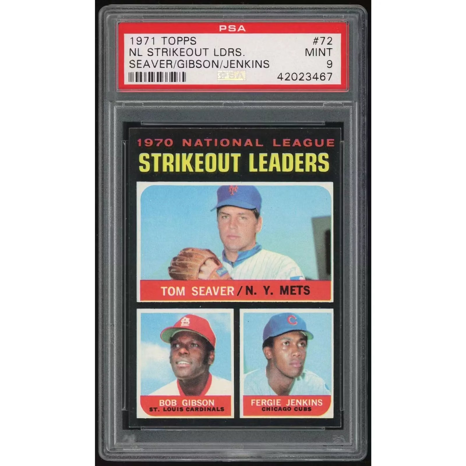 1971 Topps #72 NL Strikeout Leaders Card | PSA 9
