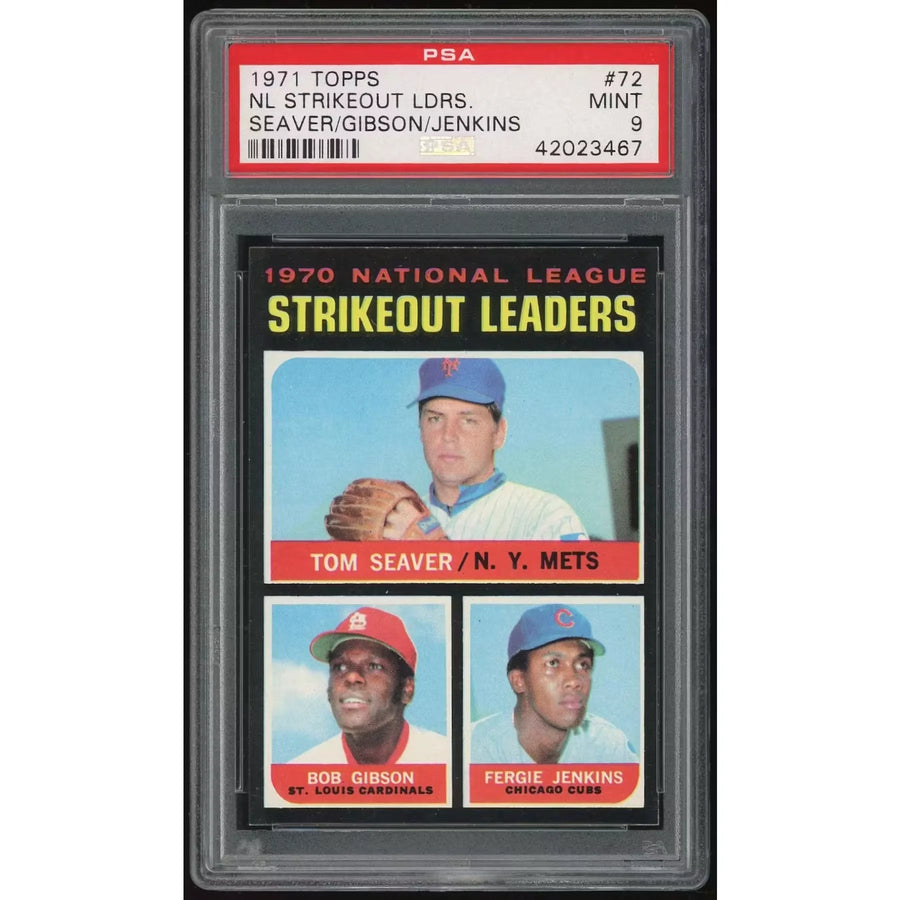 1971 Topps #72 NL Strikeout Leaders Card | PSA 9