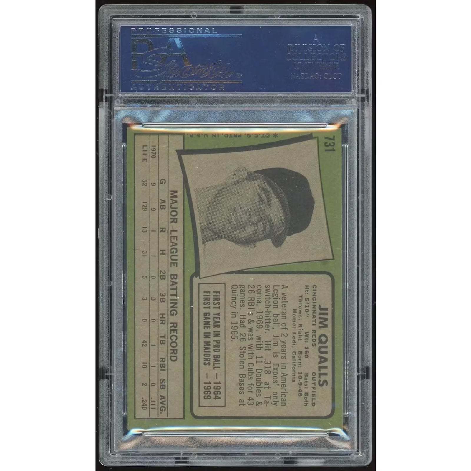 1971 Topps #731 Jim Qualls Baseball Card | PSA 8.5