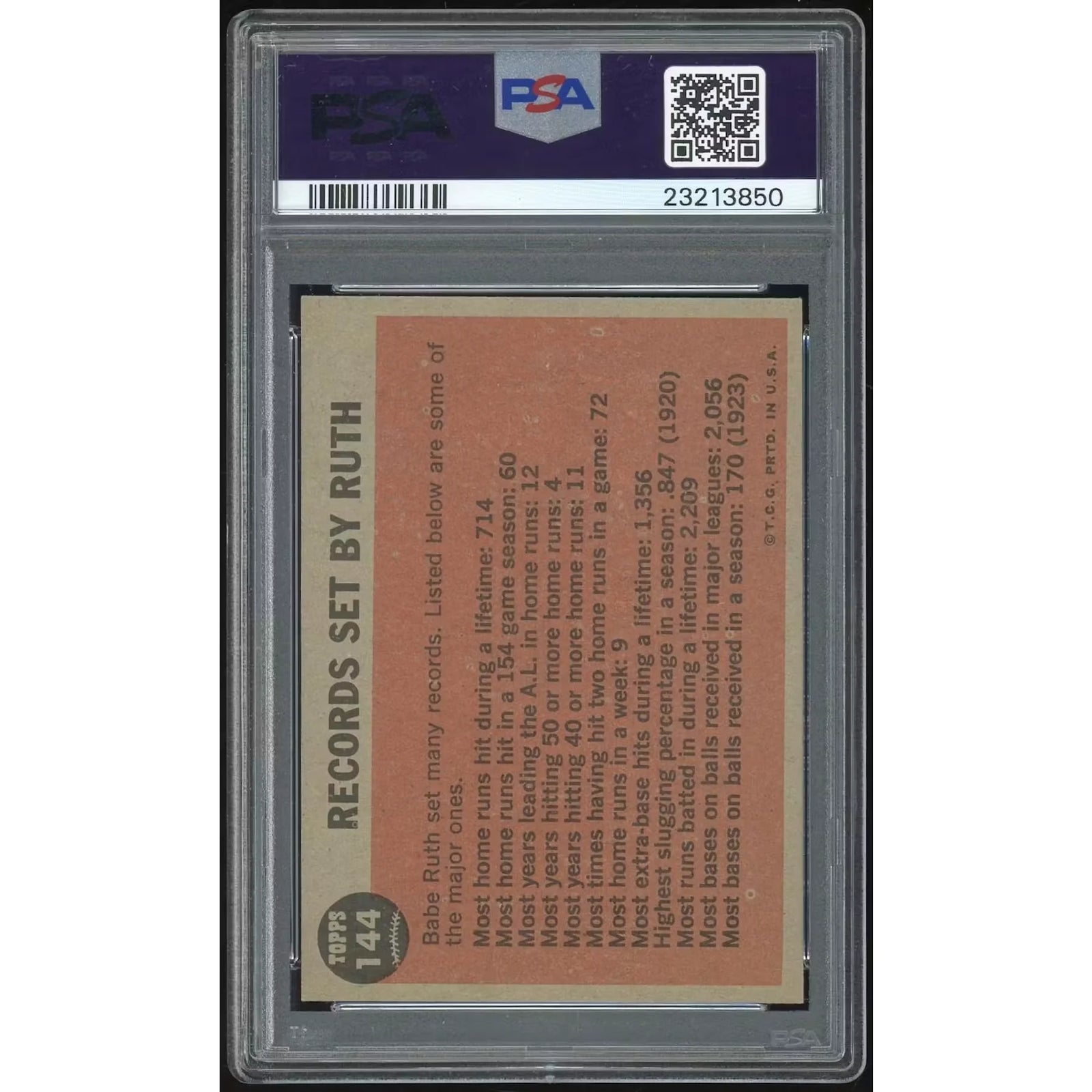 1962 Topps #144 Babe Ruth Farewell Speech | PSA 3