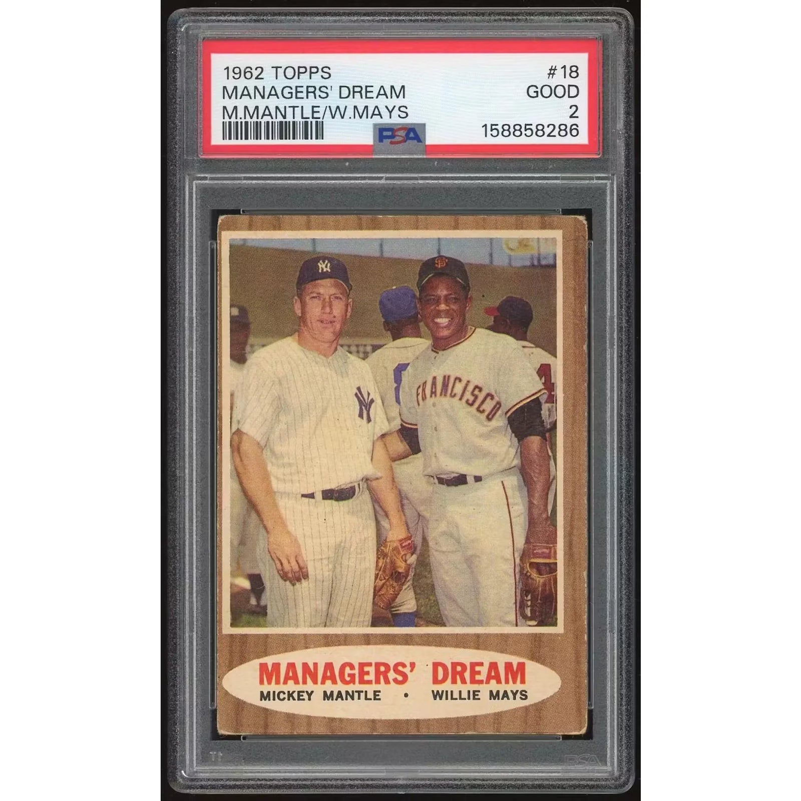 1962 Topps #18 Managers' Dream Mantle/Mays | PSA 2