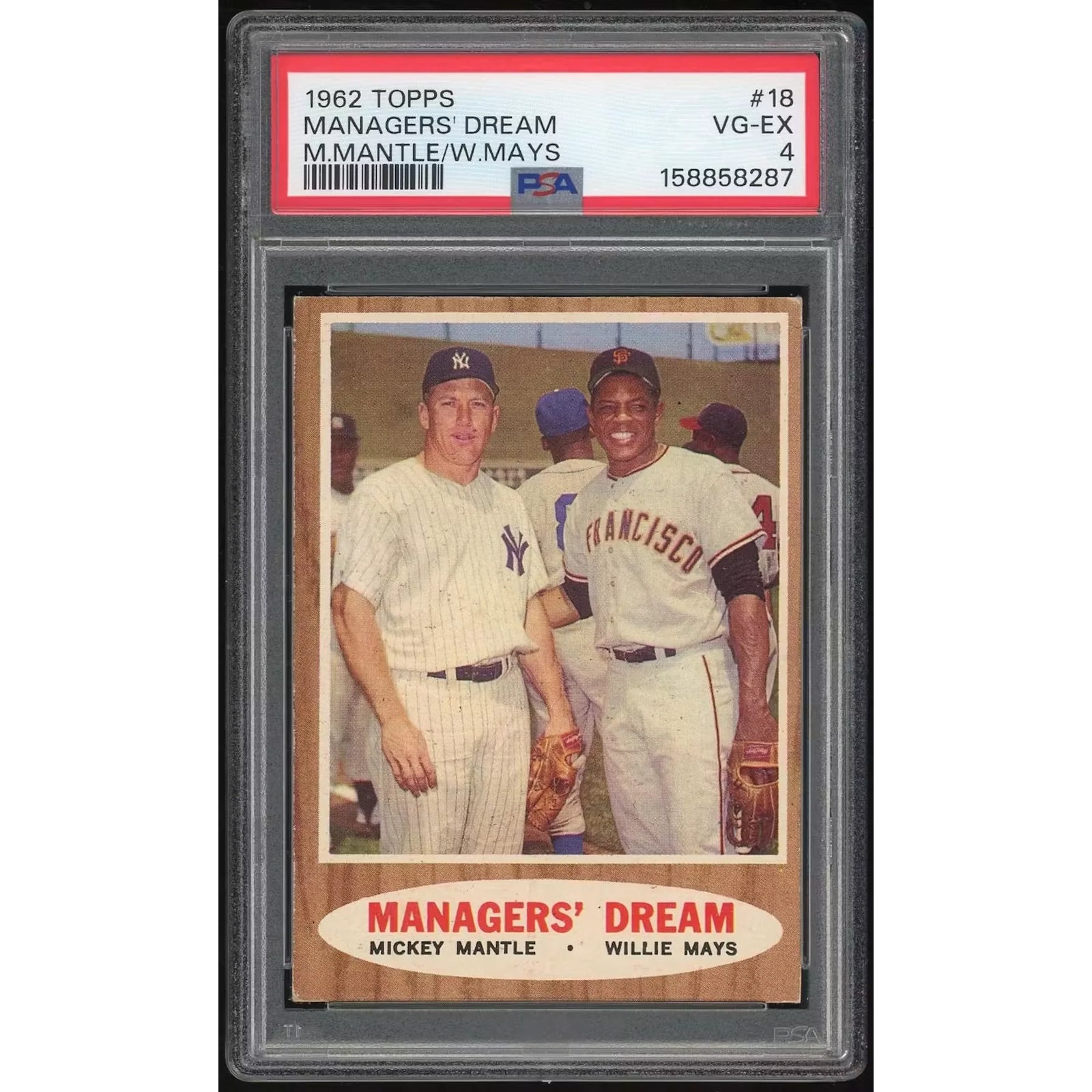 1962 Topps #18 Managers' Dream Mantle/Mays | PSA 4