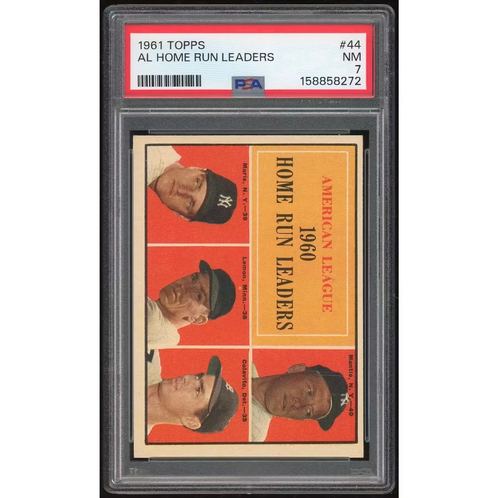 1961 Topps #44 AL Home Run Leaders | PSA 7