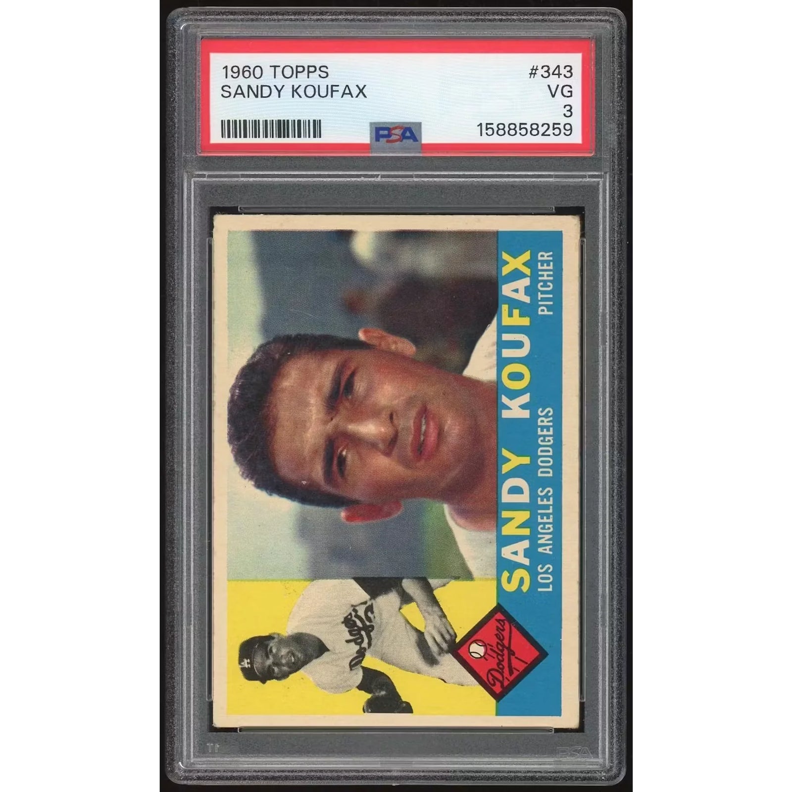 Sandy Koufax 1960 Topps #343 Baseball Card | PSA 3