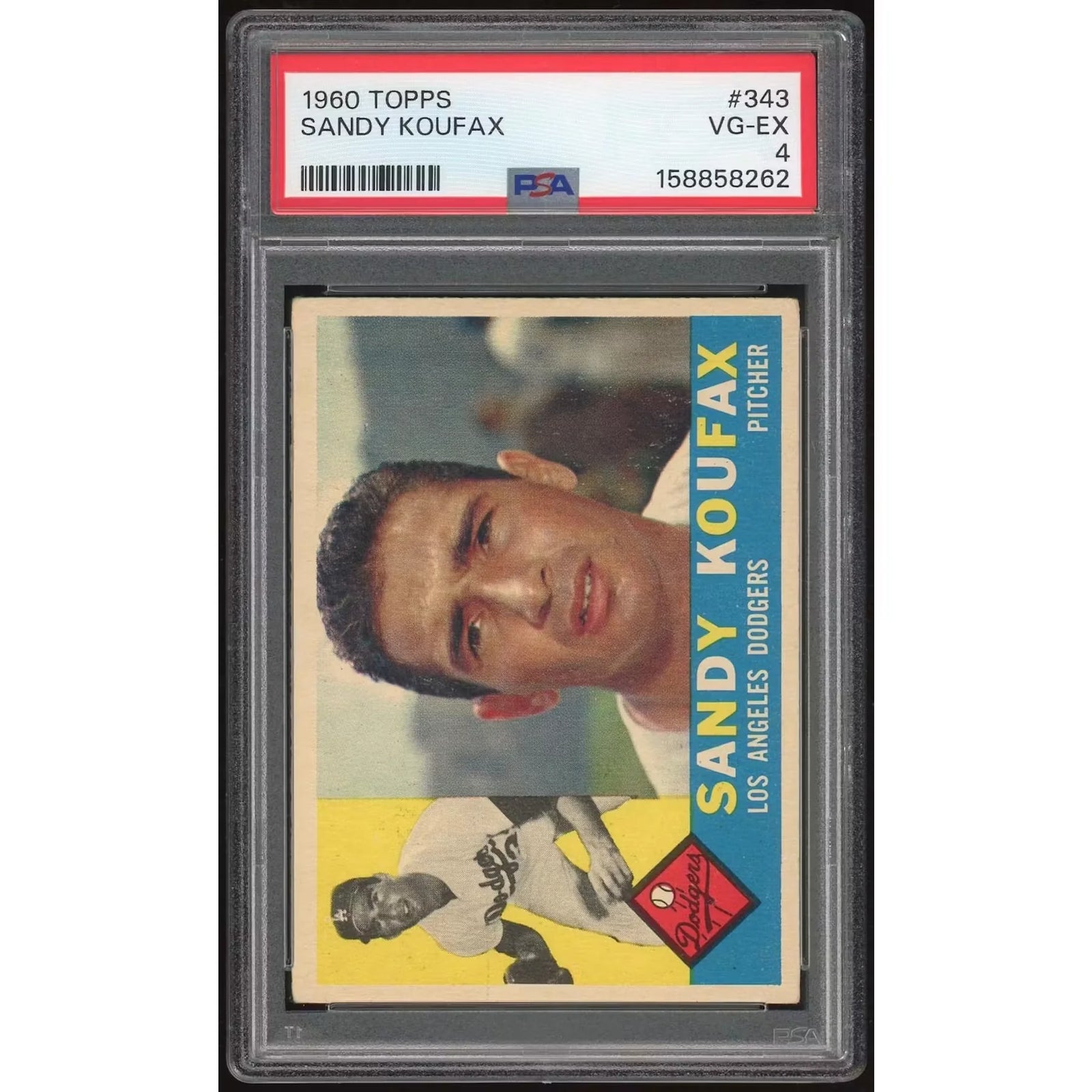 Sandy Koufax 1960 Topps #343 Baseball Card | PSA 4